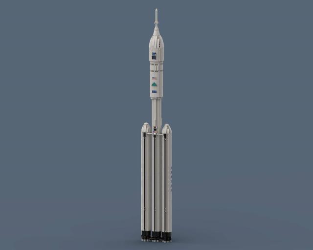 Falcon Heavy EM-1 - LEGO spacecraft Spaceflight MOC built from 1846 Bricks, in scale 1:110